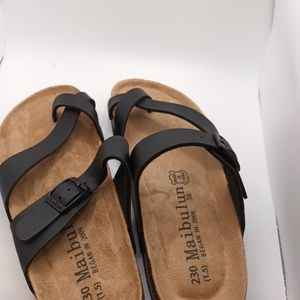 Malibuim Black Leather Sandals. Size 36. Still in box. Never worn